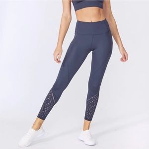 Marika Ellie activewear laser cut leggings navy